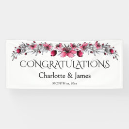 Waterverf Rode bloesems, huwelijk Spandoek