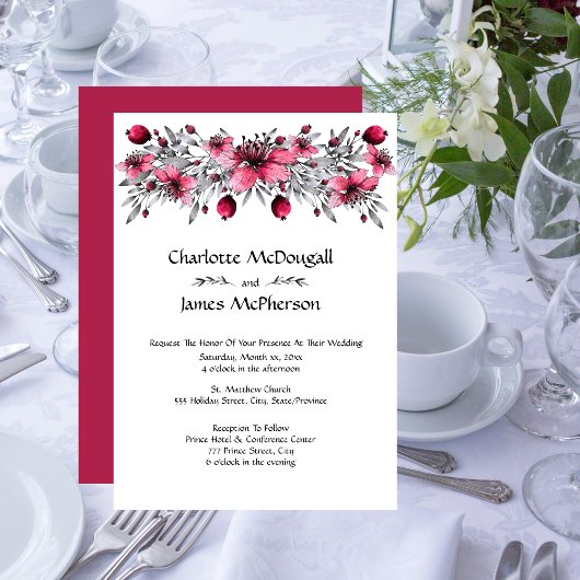 Waterverf Rode bloesems Weddenschap Kaart