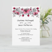 Waterverf Rode bloesems Weddenschap Kaart (Staand voorkant)