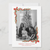 Waterverf Rode Boog Garland Foto Feestdagenkaart (Voorkant)