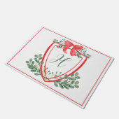 Waterverf rode boog kerst crest monogram deurmat (Schuin)