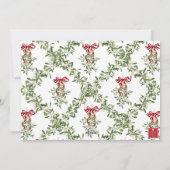 Waterverf rode boog maretak Garland Foto Feestdagenkaart (Achterkant)