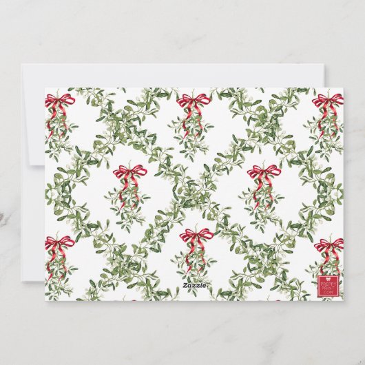 Waterverf rode boog maretak Garland Foto Feestdagenkaart (Achterkant)