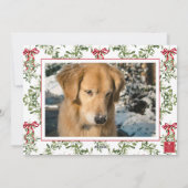 Waterverf rode boog maretak Garland Foto Feestdagenkaart (Achterkant)