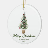 Waterverf rode boom vrolijk kerstfeest keramisch ornament (Links)