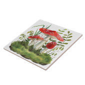 Waterverf Rode bossen Wilde paddenstoelen Tegeltje (Zijkant)