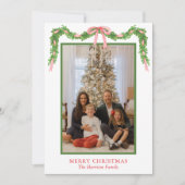 Waterverf Rode Bow Garland Kerstvakantie Kaart (Voorkant)