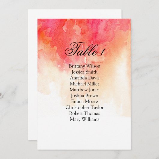 Waterverf rode bruiloft. Koraalplan Kaart (Voorkant / Achterkant)