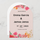 Waterverf rode bruiloft uitnodiging (Voorkant / Achterkant)