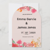 Waterverf rode bruiloft uitnodiging (Voorkant)