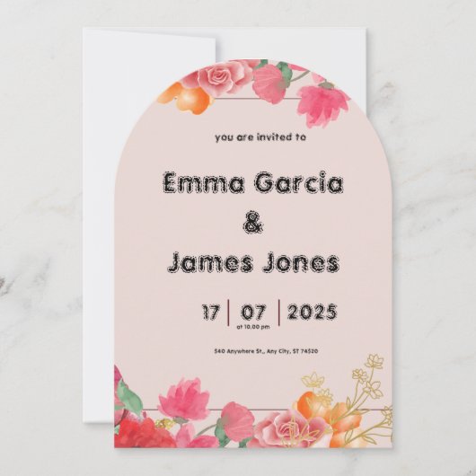 Waterverf rode bruiloft uitnodiging (Voorkant)