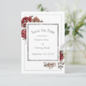 Waterverf rode bruine Rozen Save The Date (Staand voorkant)