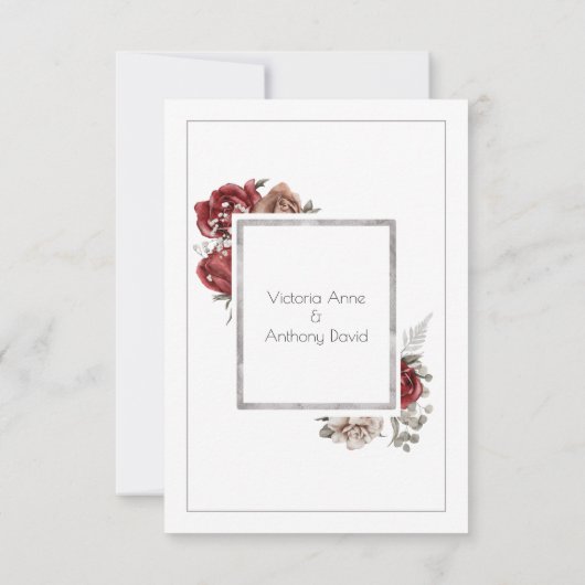 Waterverf rode bruine Rozen Save The Date (Achterkant)