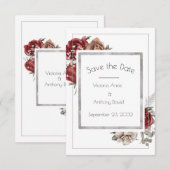 Waterverf rode bruine Rozen Save The Date (Voorkant / Achterkant)