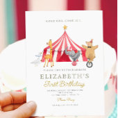 Waterverf Rode Circus Carnaval Baby Verjaardag Kaart