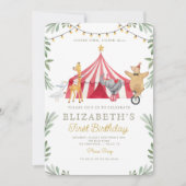 Waterverf Rode Circus Carnaval Baby Verjaardag Kaart (Voorkant)