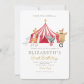 Waterverf Rode Circus Carnaval Baby Verjaardag Kaart (Voorkant)