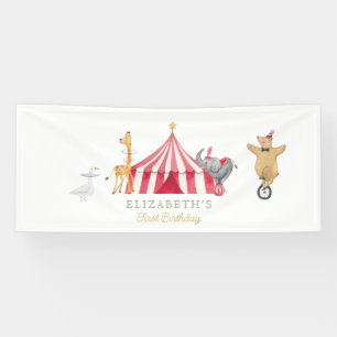 Waterverf Rode Circus Carnaval Baby Verjaardag Spandoek