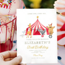 Waterverf Rode Circus Kermis Baby Verjaardag Kaart