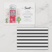 Waterverf rode deur die kondiging verplaatsen van  notitiekaartje (Voorkant / Achterkant)