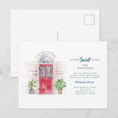 Waterverf rode deur We hebben het nieuwe adres ver Aankondigingskaart (Voorkant / Achterkant)