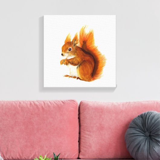 Waterverf rode eekhoorn Afdruk schilderwerk Canvas Afdruk (Insitu (Woonkamer))