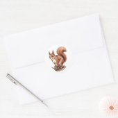 Waterverf Rode Eekhoorn Bosdier Sticker (Envelop)