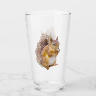 Waterverf rode eekhoorn glas