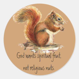 Waterverf Rode eekhoorn, grappige citaat Ronde Sticker