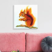 Waterverf rode eekhoorn schilderen canvas afdruk (Insitu (Woonkamer))