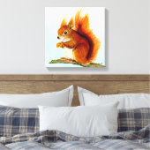 Waterverf rode eekhoorn schilderen canvas afdruk (Insitu (Slaapkamer))