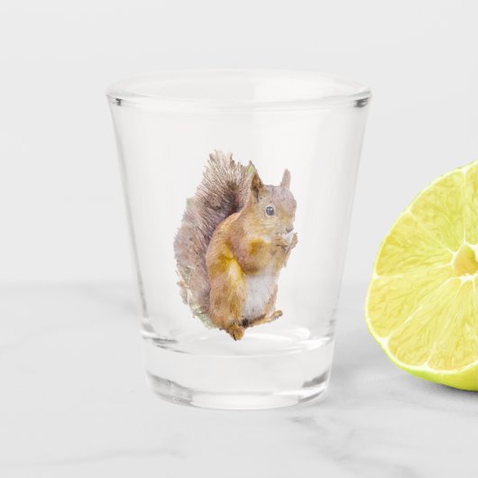 Waterverf rode eekhoorn shot glas (Voorkant)