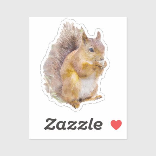 Waterverf rode eekhoorn sticker (Vel)