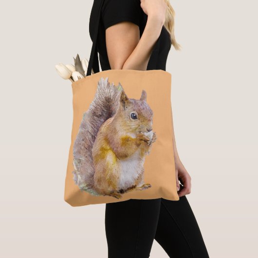 Waterverf rode eekhoorn tote bag (Dichtbij)