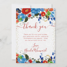 Waterverf Rode en Blauwe Bloemen Quinceanera