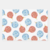 Waterverf Rode en Blauwe Kerstversieringen Inpakpapier Vel (Voorkant)
