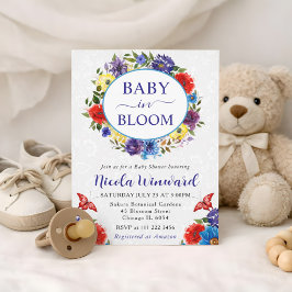 Waterverf Rode en Blauwe Krans Baby Borrel Kaart
