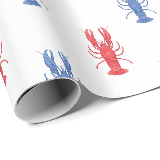 Waterverf rode en blauwe kreeften cadeaupapier (Rol Hoek)