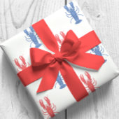 Waterverf rode en blauwe kreeften cadeaupapier