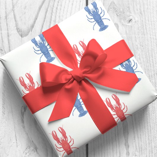 Waterverf rode en blauwe kreeften cadeaupapier