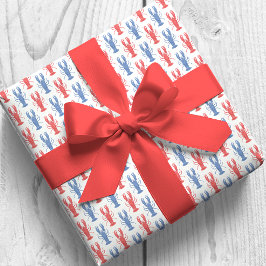 Waterverf rode en blauwe kreeften cadeaupapier