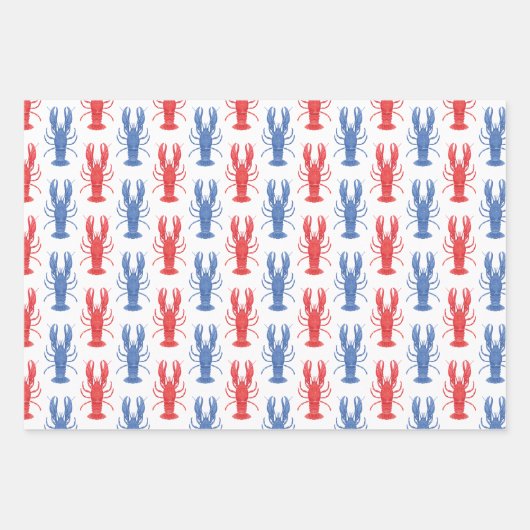 Waterverf rode en blauwe kreeften inpakpapier vel (Voorkant 2)