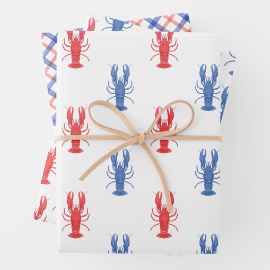 Waterverf rode en blauwe kreeften inpakpapier vel (In situ)