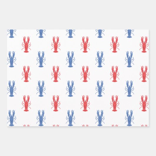 Waterverf rode en blauwe kreeften inpakpapier vel (Voorkant)
