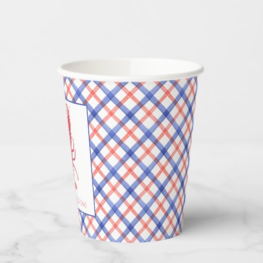 Waterverf rode en blauwe plaid kreeft papieren bekers (Links)