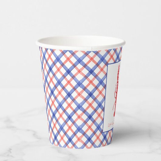 Waterverf rode en blauwe plaid kreeft papieren bekers (Rechts)