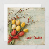  waterverf rode en gele Easer eieren Feestdagenkaart (Voorkant / Achterkant)