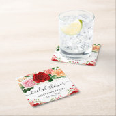 Waterverf Rode en Gele Rozen Bruidsshower Kartonnen Onderzetters (Insitu)