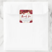 Waterverf rode en gouden bloemen zoet 16 vierkante sticker (Tas)