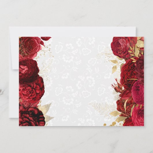 Waterverf rode en gouden bloemen zoet zestien kaart (Achterkant)